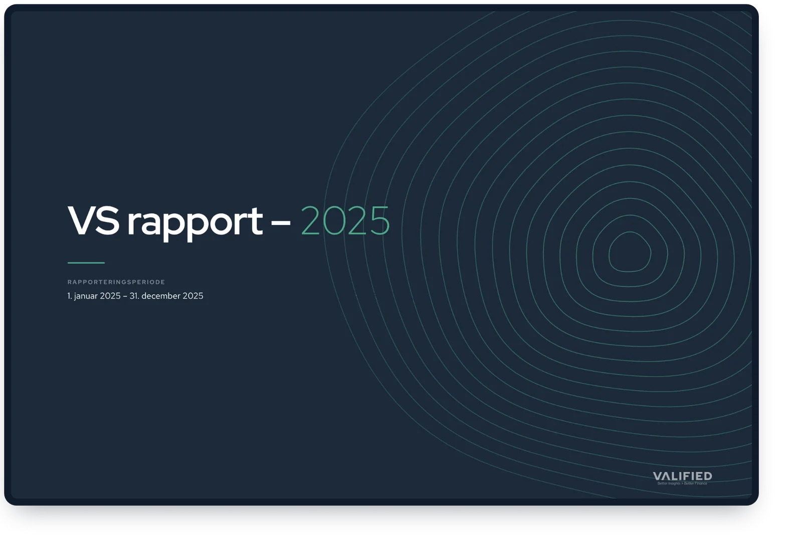 Standard ESG-rapport genereret automatisk i Valified